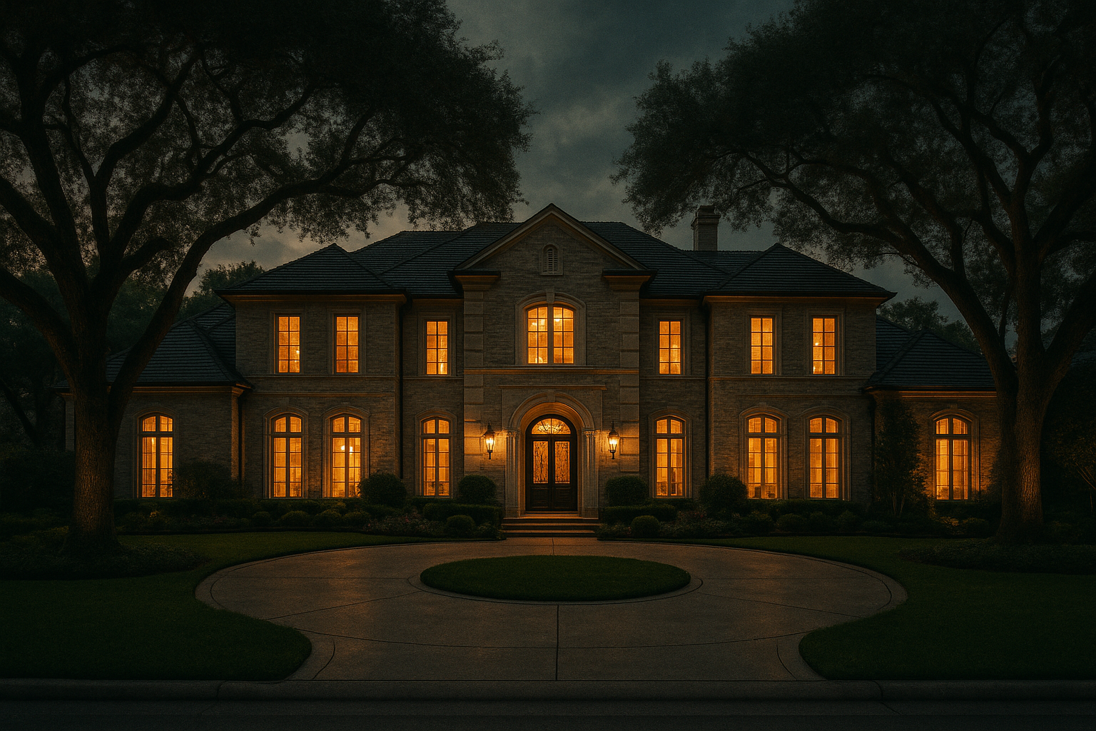 Elegant Memorial estate at evening